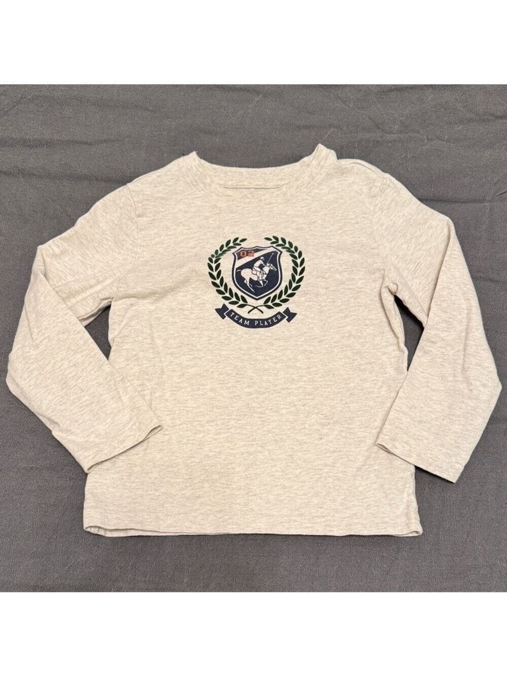 Janie and Jack Cream Horse Crest Long Sleeve Tee